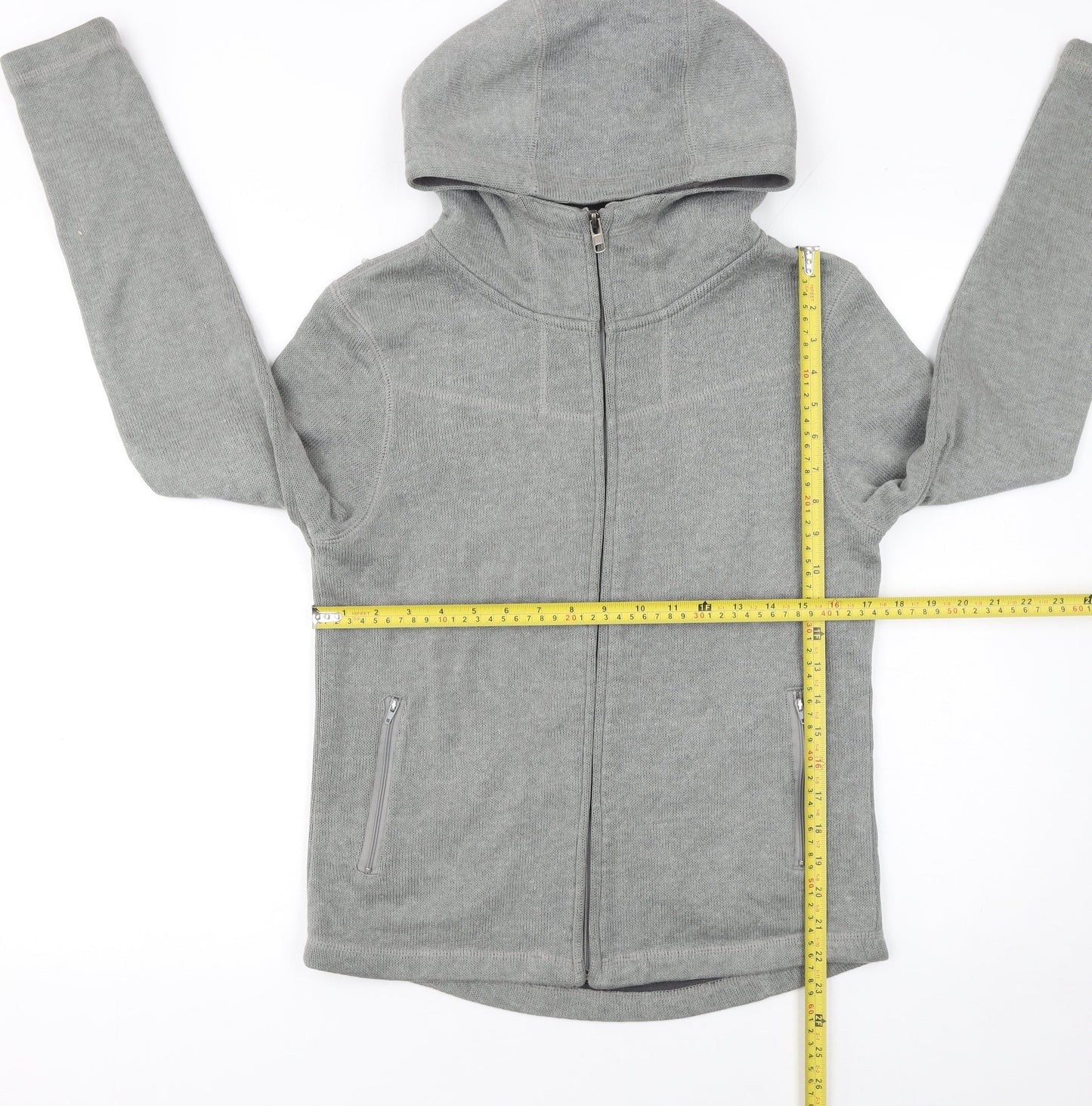 Brave Soul Women Grey Full Zip Hooded Sweatshirt Size M