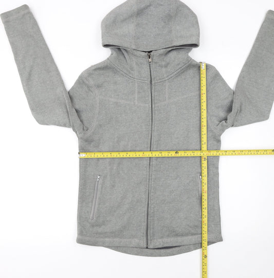 Brave Soul Women Grey Full Zip Hooded Sweatshirt Size M