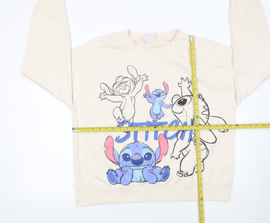 Primark Womens Beige Stitch Sweatshirt Size L 14/16 Disney Graphic