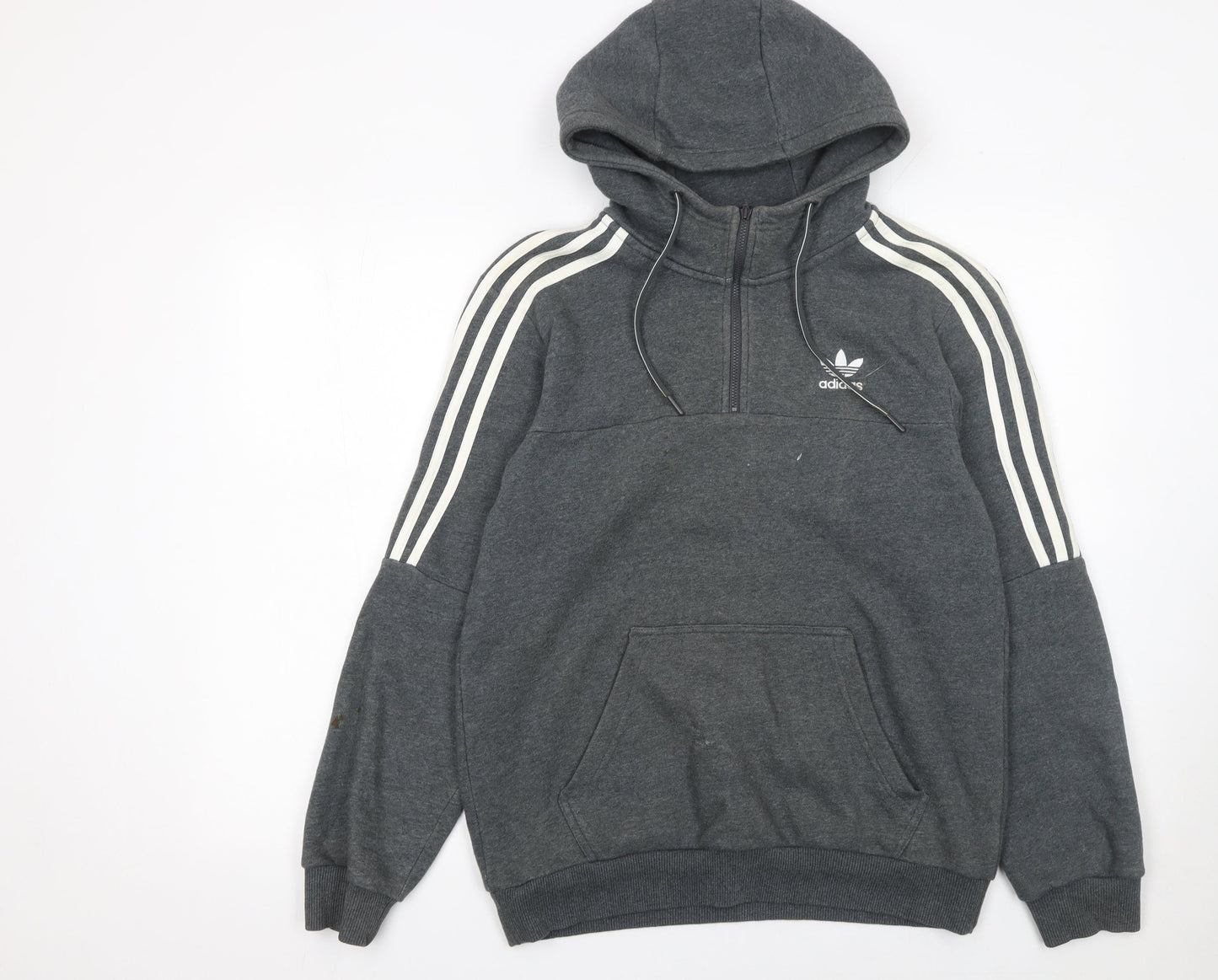 Mens UK S Regular adidas Grey 1/2 Zip Hoodie