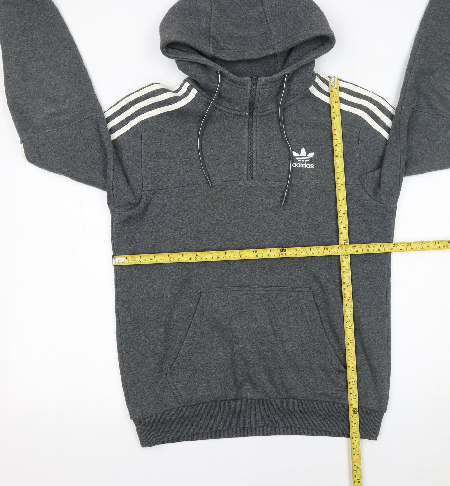 Mens UK S Regular adidas Grey 1/2 Zip Hoodie