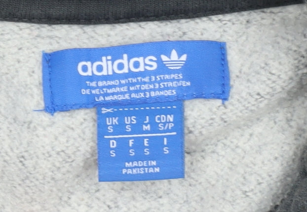 Mens UK S Regular adidas Grey 1/2 Zip Hoodie
