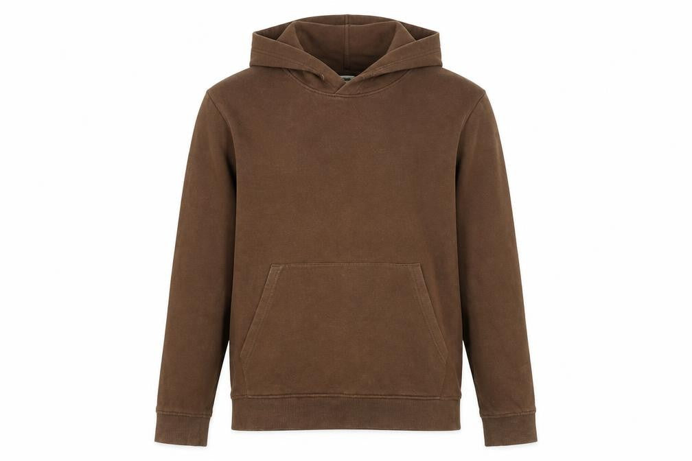 Front view of H&M girls’ brown cotton pullover hoodie, size 14, years long sleeve casual