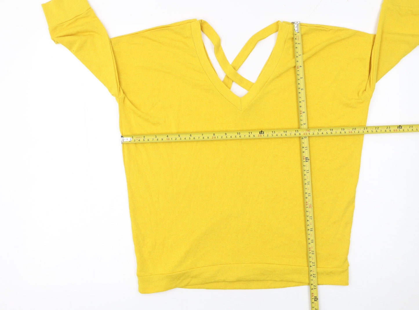 River Island Women’s Yellow V-Neck Pullover Jumper Size 10