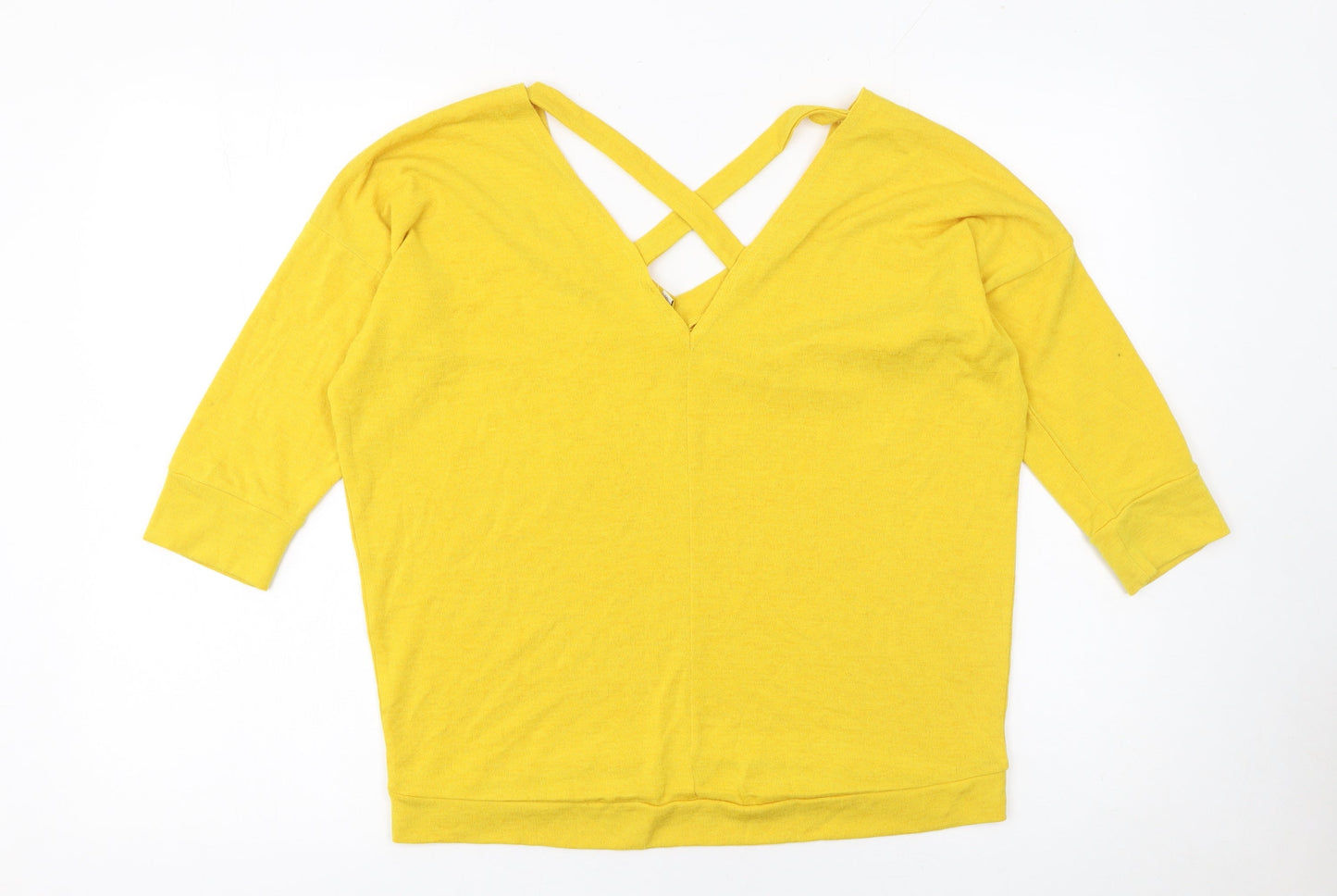 River Island Women’s Yellow V-Neck Pullover Jumper Size 10