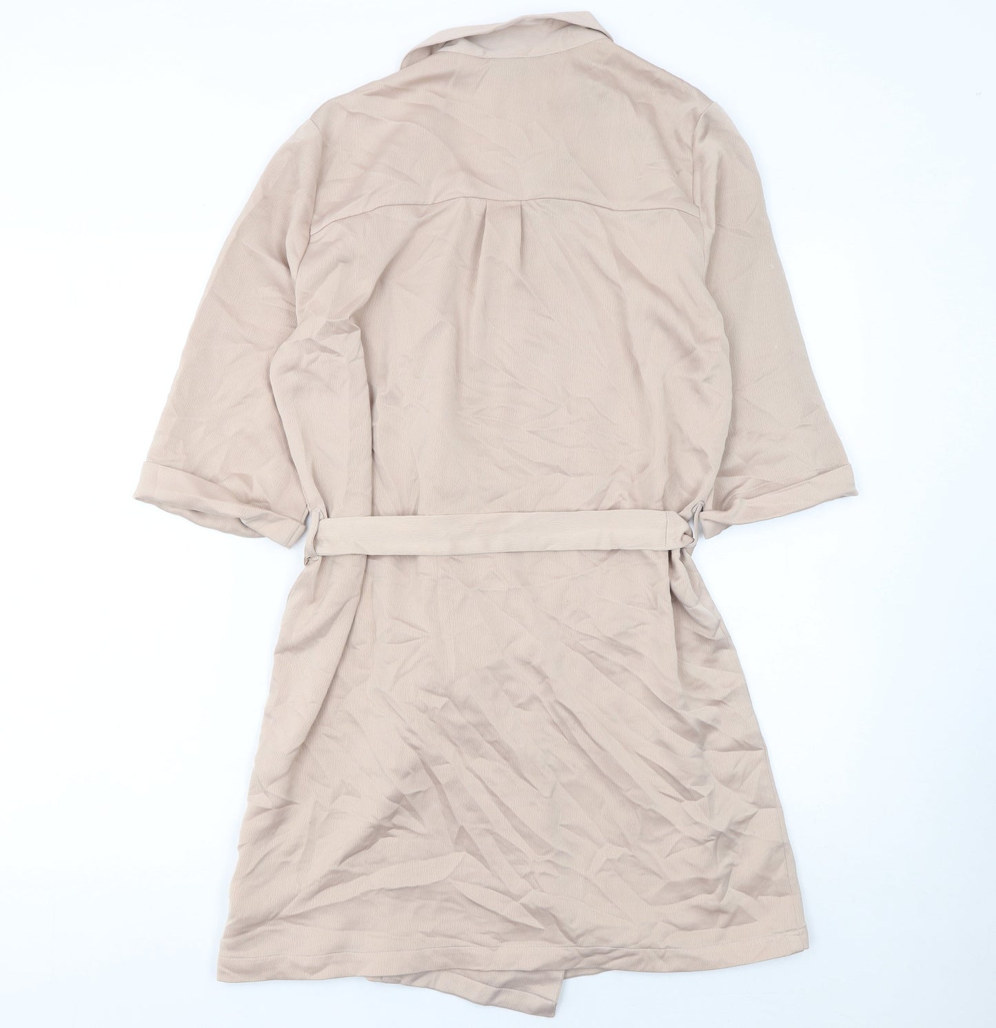 Topshop Women Beige Double-Breasted Belted Shorts Suit UK 10