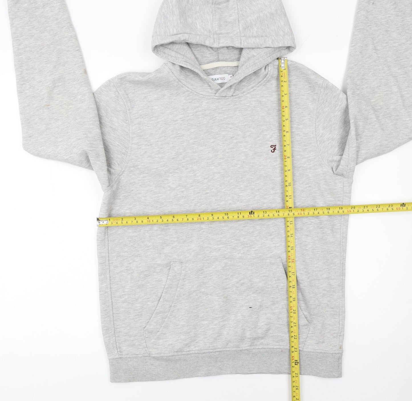 Mens UK M Regular Farah Grey Pullover Hoodie
