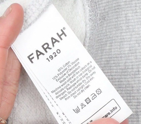 Mens UK M Regular Farah Grey Pullover Hoodie