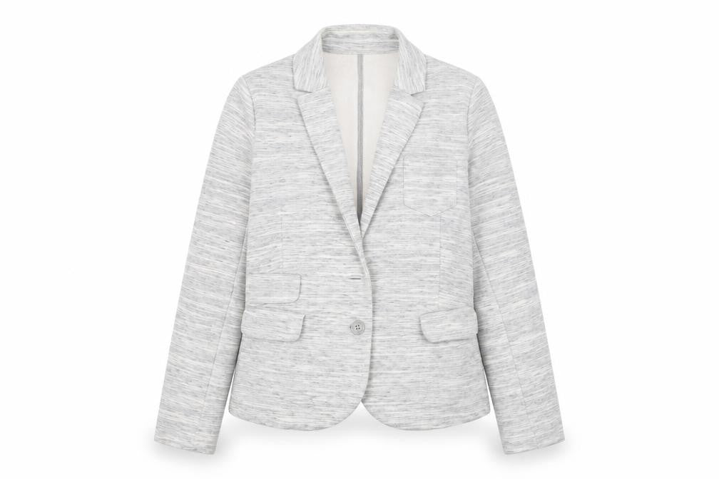Whistles Women's Grey Single-Breasted Blazer UK 16 Cotton Blend