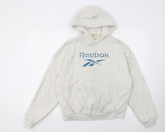 Womens UK M Regular Reebok Beige Pullover Hoodie