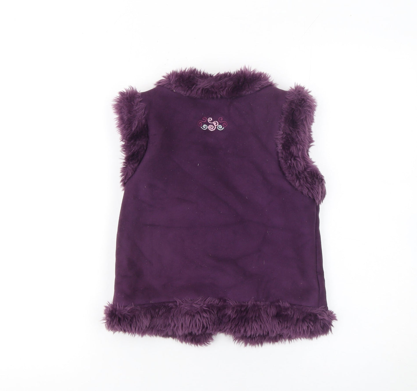 Girlz Unlimited Girls Purple Faux Fur Embroidered Waistcoat 9-10 Years Winter Vest