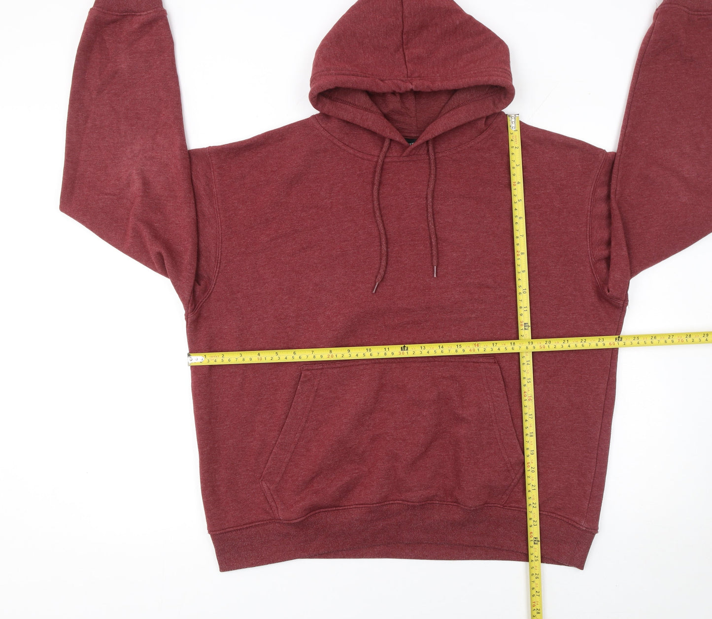 Bakaruda Men’s Red Pullover Hoodie Size L Regular Fit Cotton Blend