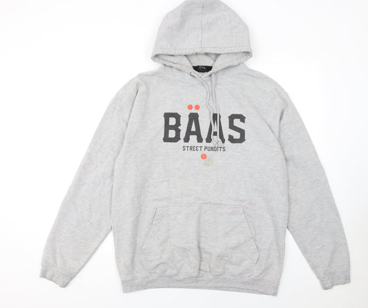 Baas Men's Grey Pullover Hoodie L Street Style Graphic Cotton