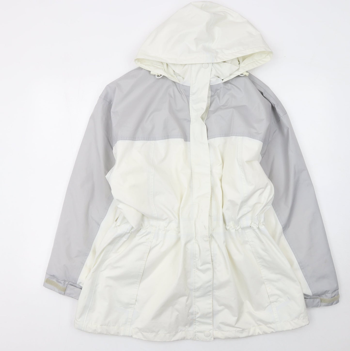 Snowdonia Womens White Grey Hooded Rain Coat Jacket Size 16