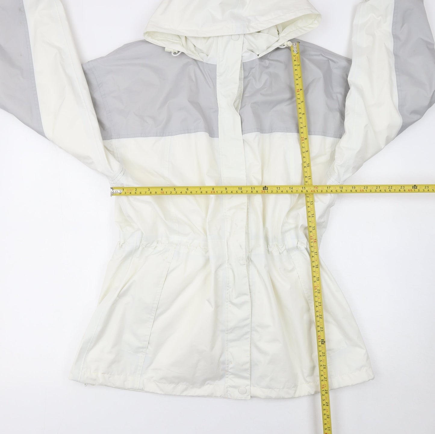 Snowdonia Womens White Grey Hooded Rain Coat Jacket Size 16