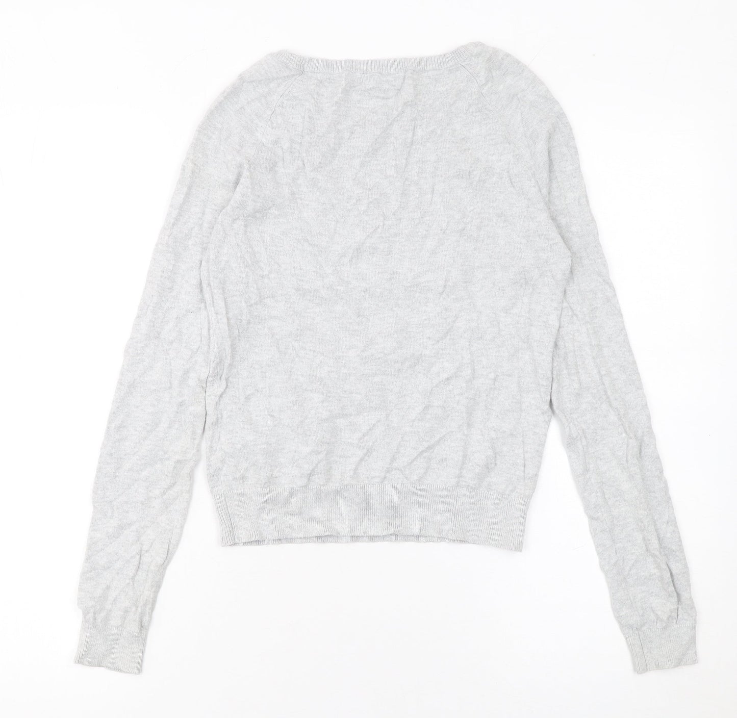 New Look Women Grey Cotton Giraffe Jumper Size 6 Crew Neck