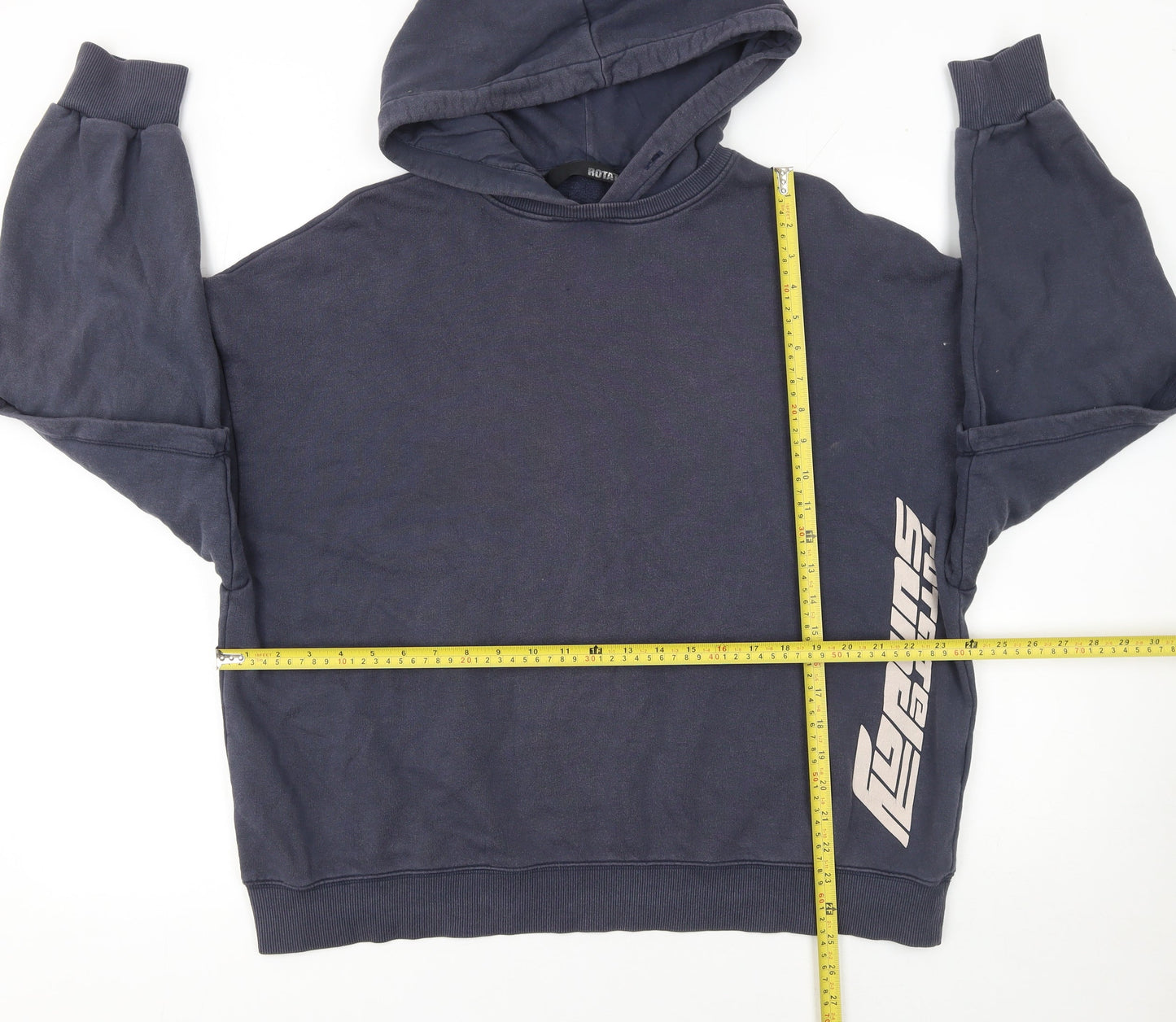 ROTATE Unisex Blue Pullover Hoodie S Relaxed Fit Cotton