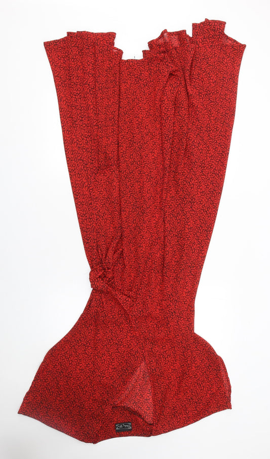 Chelsea Girl Women’s Red Black Floral Wrap Midi Dress Size 12