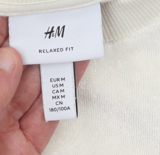 H&M Women’s Beige Relaxed Fit Sweatshirt Size M Cotton Blend