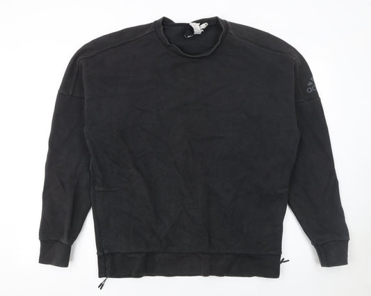 Mens UK L Regular adidas Black Pullover Sweatshirt