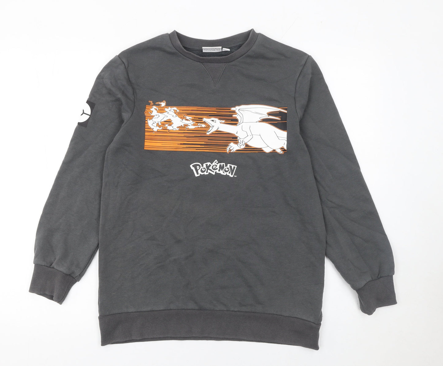 Pokémon Boys Grey 12-13 Years Pullover Sweatshirt Graphic Print Charizard