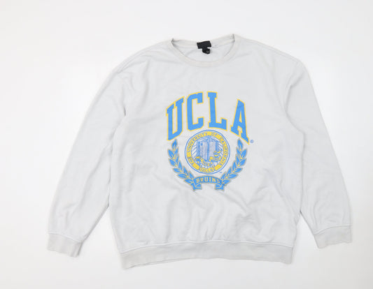 H&M Women’s White UCLA Logo Pullover Sweatshirt Size L Cotton Blend