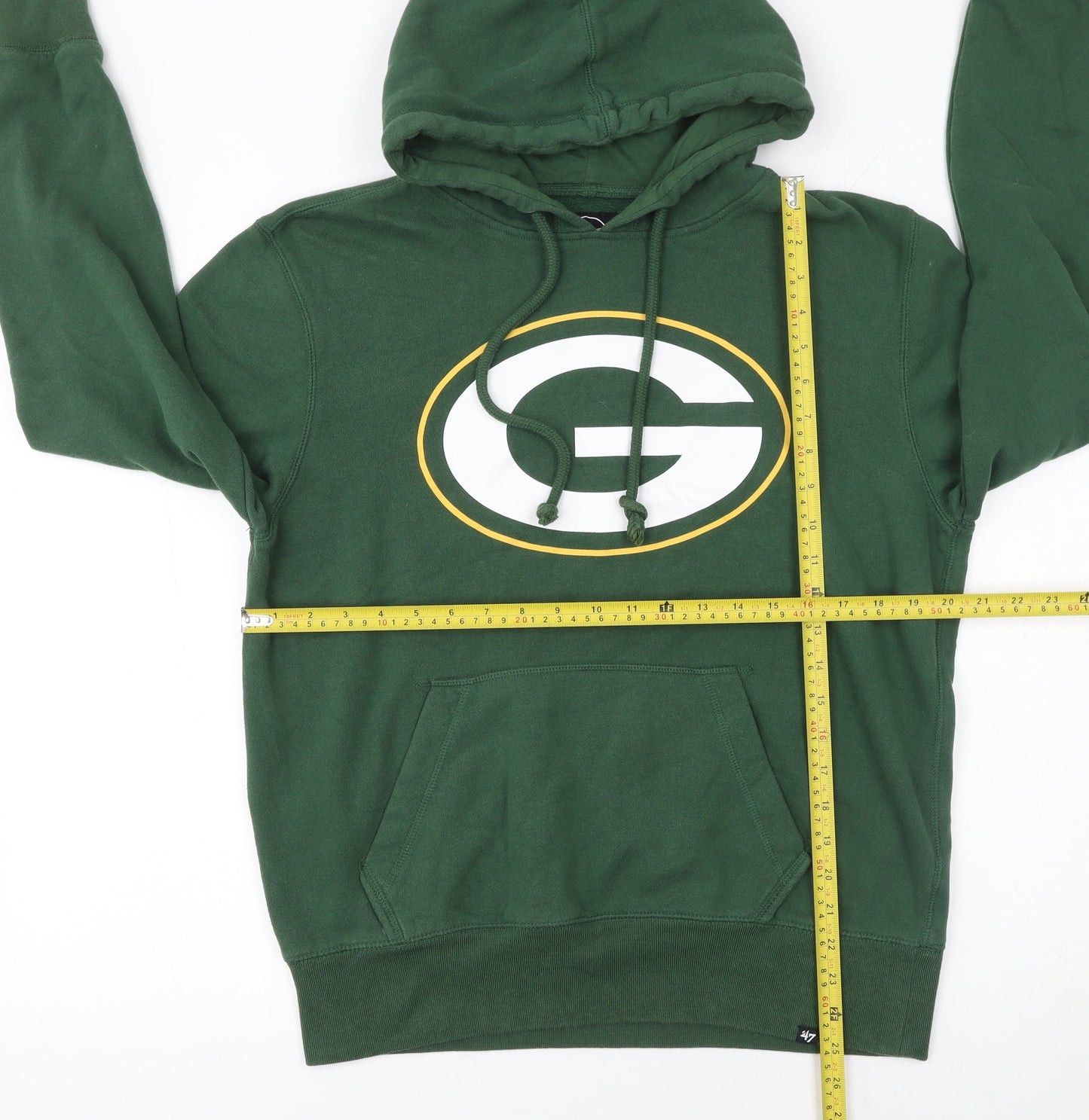 47 Brand Men's Green Small Pullover Hoodie with Logo Graphic Print
