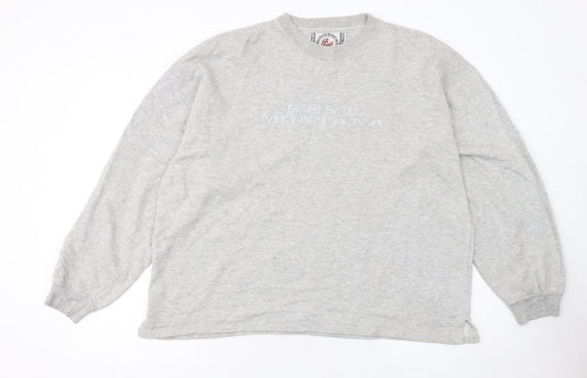 BM Basics Men's Grey Pullover Sweatshirt L Crew Neck Classic Fit