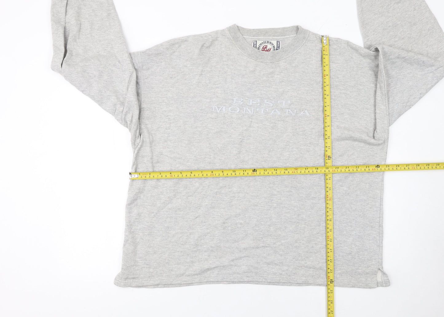BM Basics Men's Grey Pullover Sweatshirt L Crew Neck Classic Fit