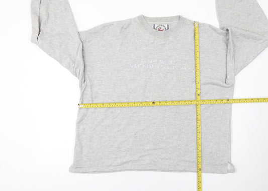 BM Basics Men's Grey Pullover Sweatshirt L Crew Neck Classic Fit