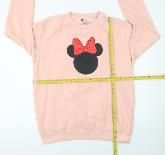 Disney Women Pink Minnie Mouse Sweatshirt Size 14 XL Cotton Blend