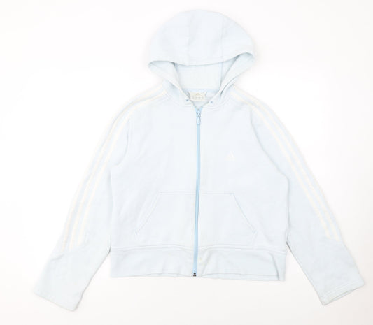Womens UK 14 Regular adidas Blue Full Zip Hoodie