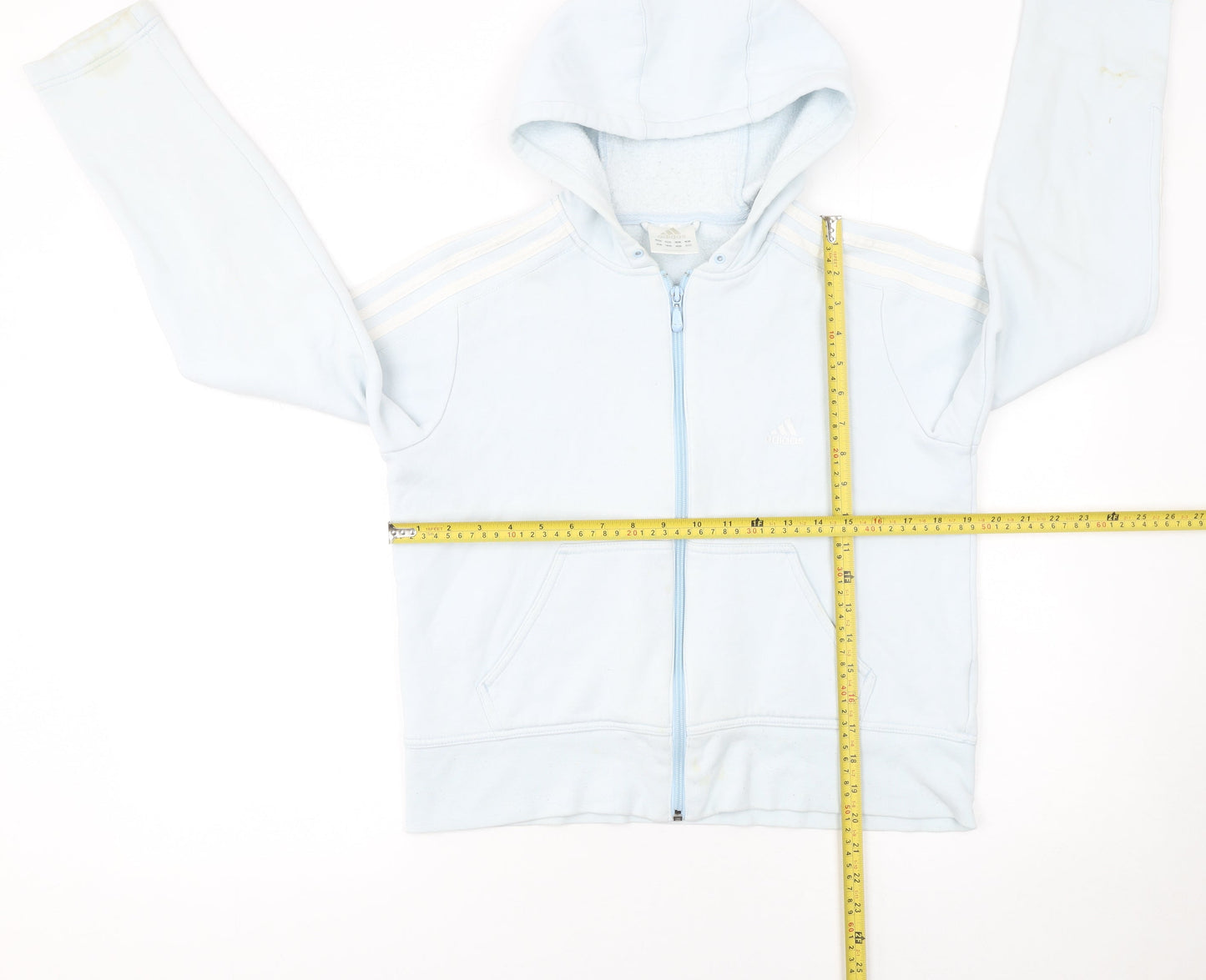 Womens UK 14 Regular adidas Blue Full Zip Hoodie