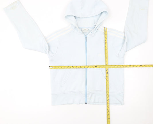Womens UK 14 Regular adidas Blue Full Zip Hoodie