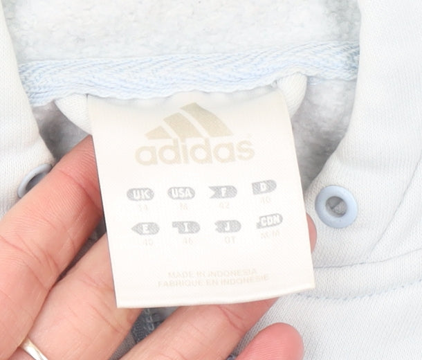 Womens UK 14 Regular adidas Blue Full Zip Hoodie
