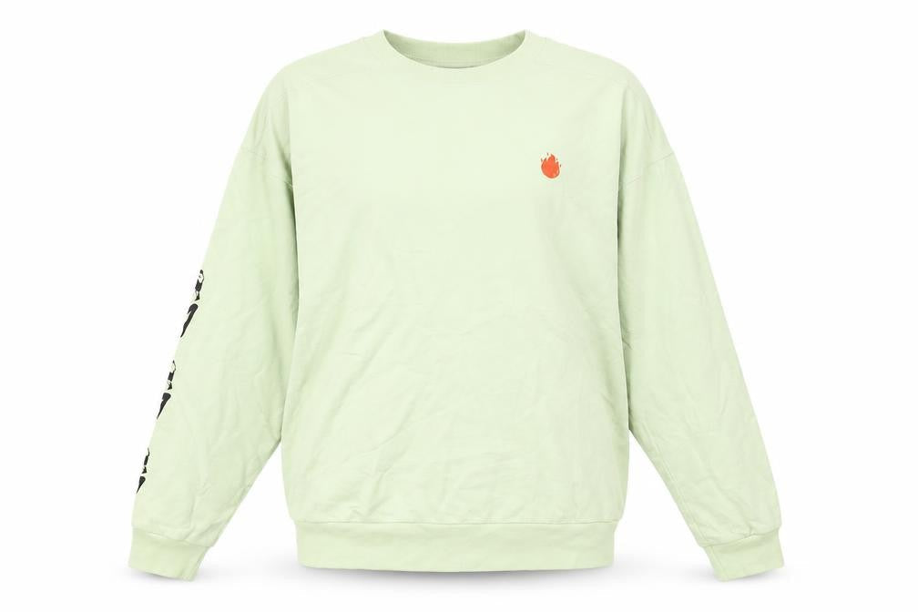 Zara Women Green Cotton Graphic Pullover Sweatshirt Size S
