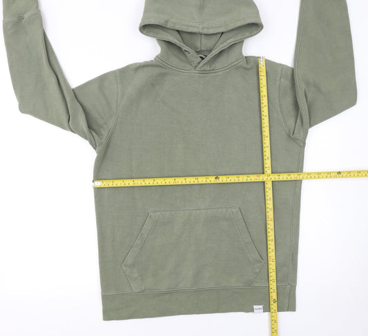 Pull&Bear Men's Green Pullover Hoodie Size S Fleece Cotton Blend