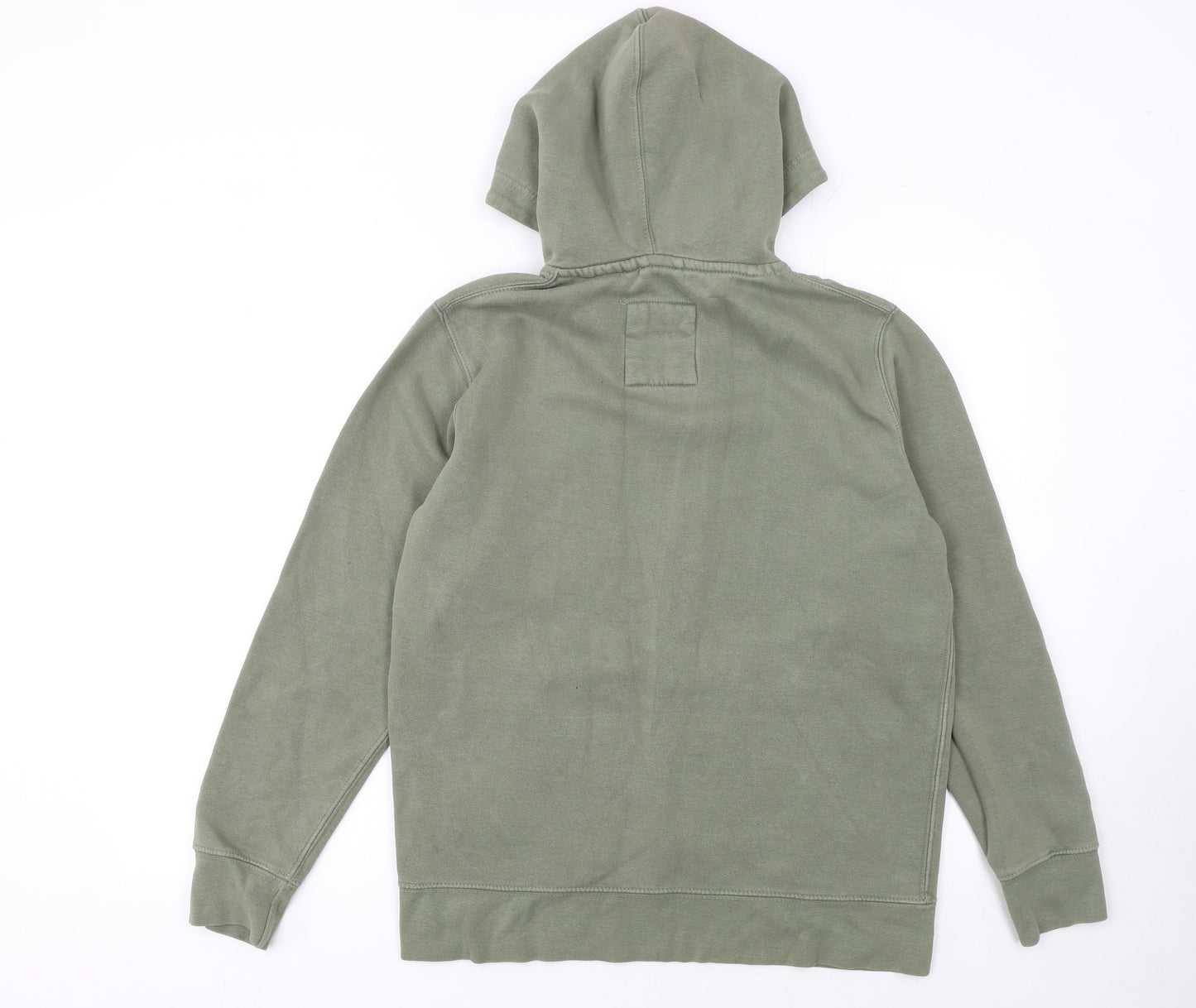 Pull&Bear Men's Green Pullover Hoodie Size S Fleece Cotton Blend