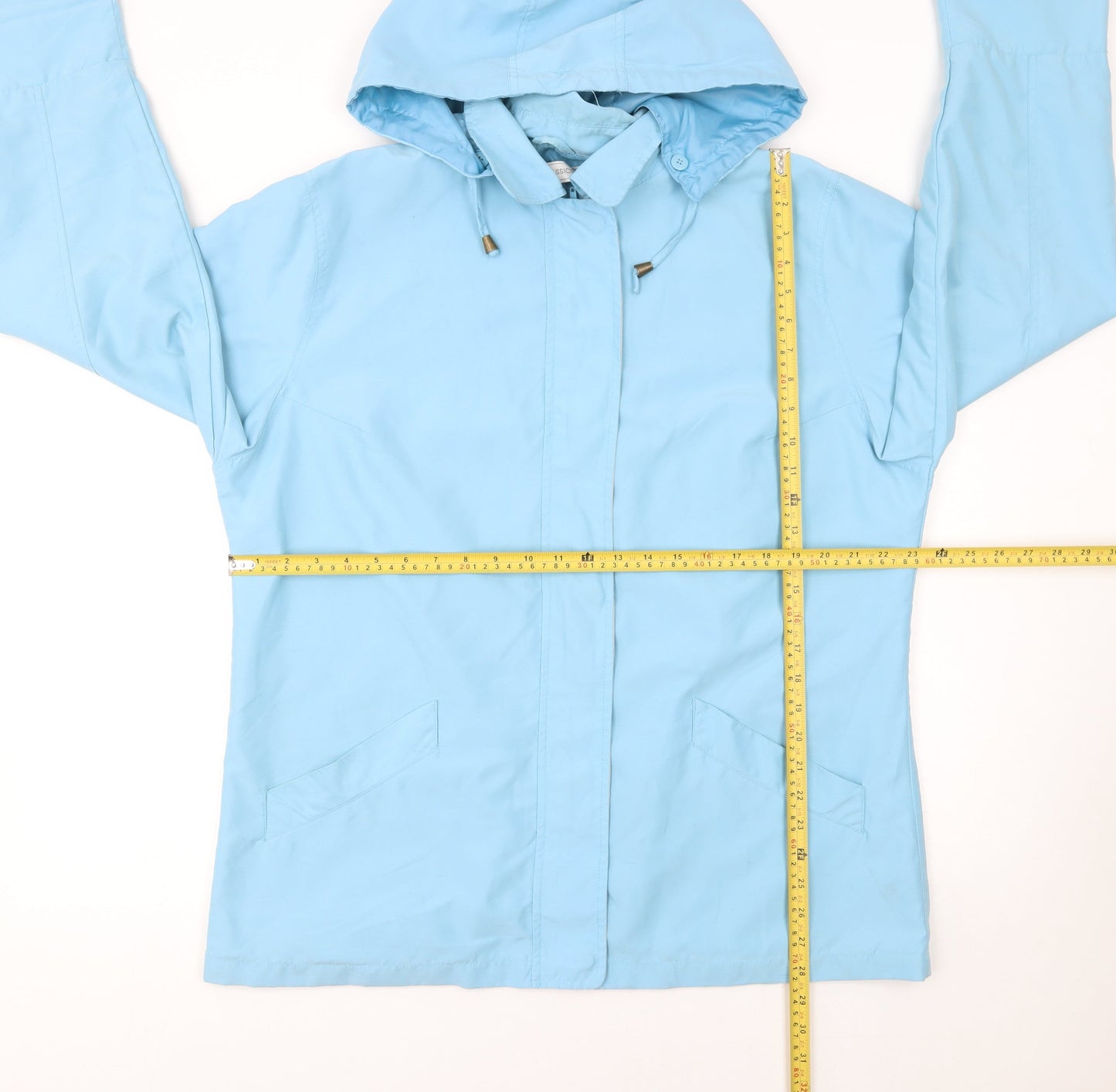 Classics Women Blue Size 18 Hooded Lightweight Rain Coat