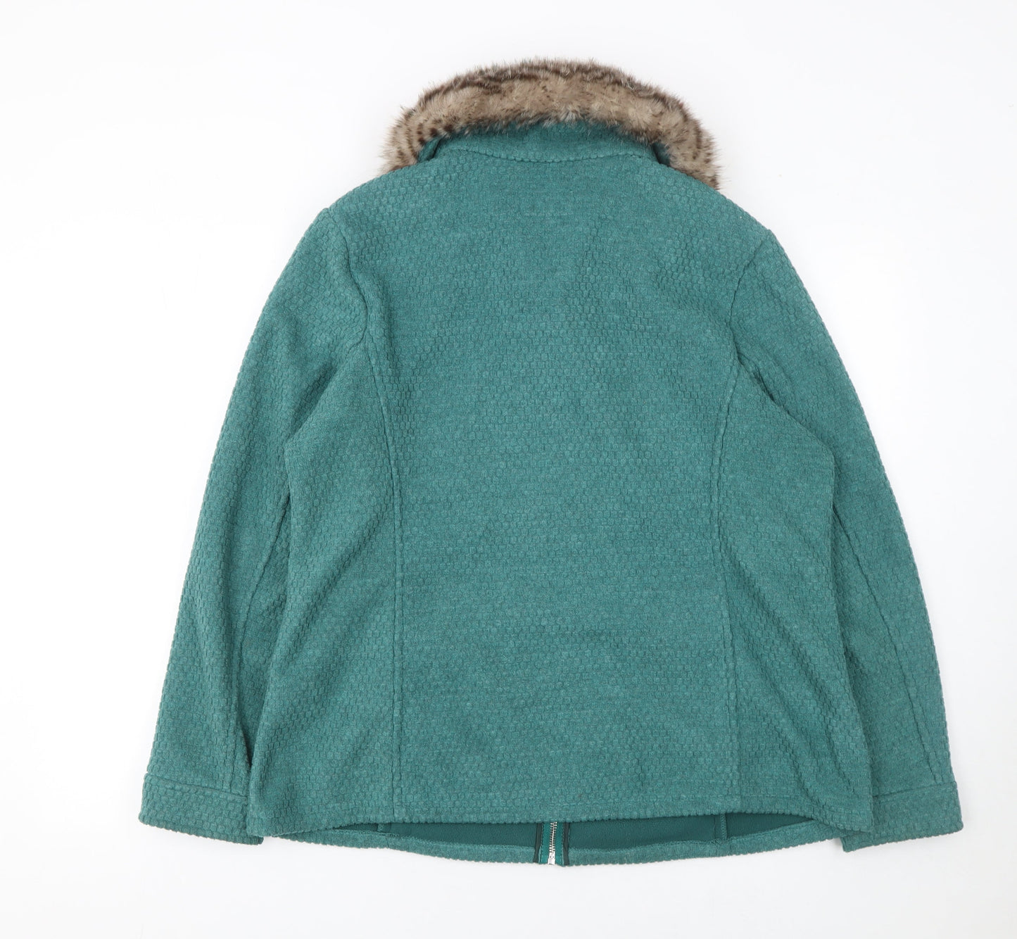Marks and Spencer Women Green Faux Fur Collar Jacket Size 16