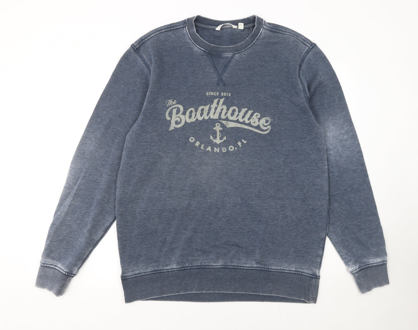 Camp David Women Blue Cotton Blend Crew Neck Boathouse Sweatshirt M