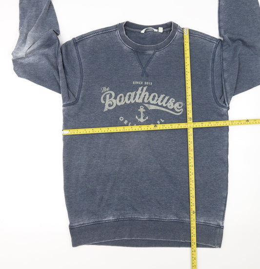 Camp David Women Blue Cotton Blend Crew Neck Boathouse Sweatshirt M