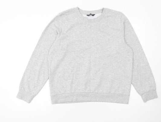 Marks and Spencer Women Grey Marl Size 14 Cotton Blend Sweatshirt