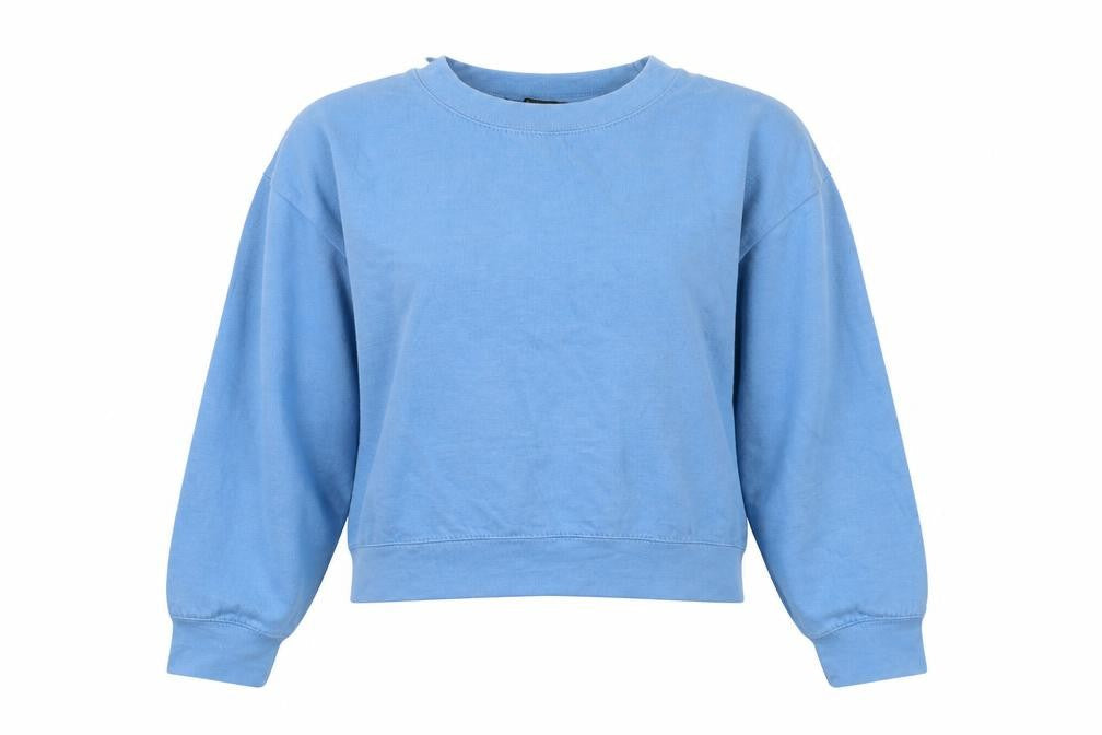 ZARA Womens Blue Cotton Blend Crew Neck Pullover Sweatshirt M