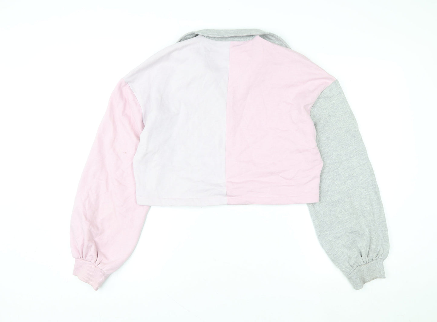 Wednesday's Girl Women Pink Grey Colourblock Pullover Sweatshirt M