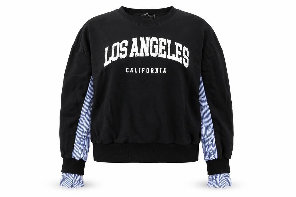 Drôle de Copine Women Black LOS ANGELES Sweatshirt S/M Cotton Blend