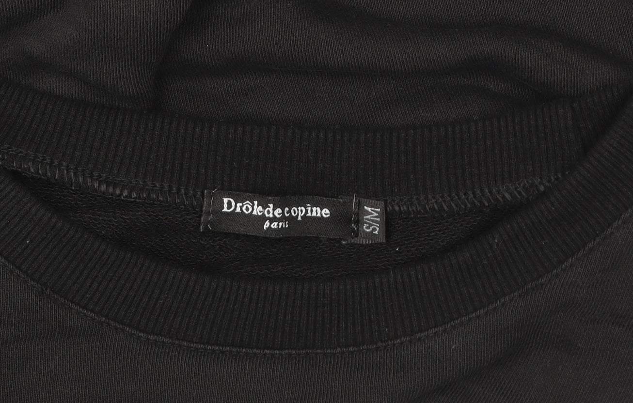 Drôle de Copine Women Black LOS ANGELES Sweatshirt S/M Cotton Blend