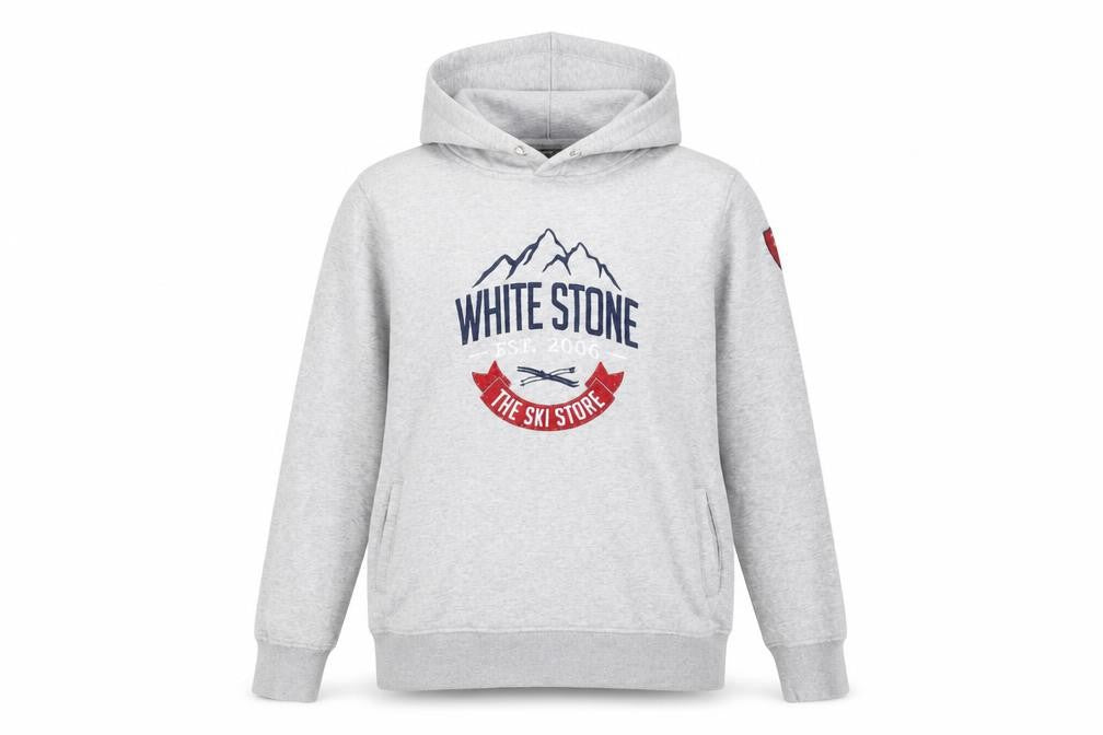 White Stone Womens Grey Pullover Hoodie L Ski Themed