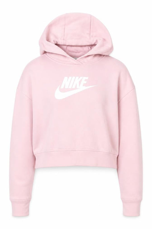 Nike Girls Pink Pullover Hoodie Small Logo Lightweight Fleece Sweatshirt