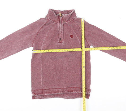 Fat Face Boys Red Burgundy 1/4 Zip Cotton Sweatshirt Size 8 Years